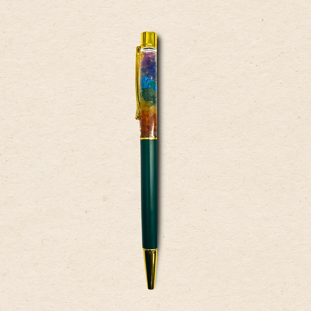 7 Chakra Natural Crystal Ball Pen | Green Edition - Image 4