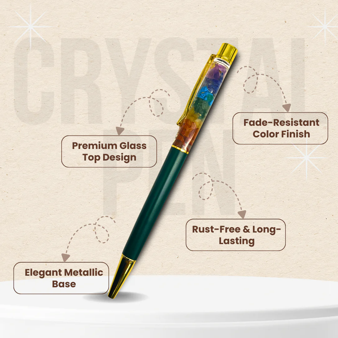 7 Chakra Natural Crystal Ball Pen | Green Edition - Image 5