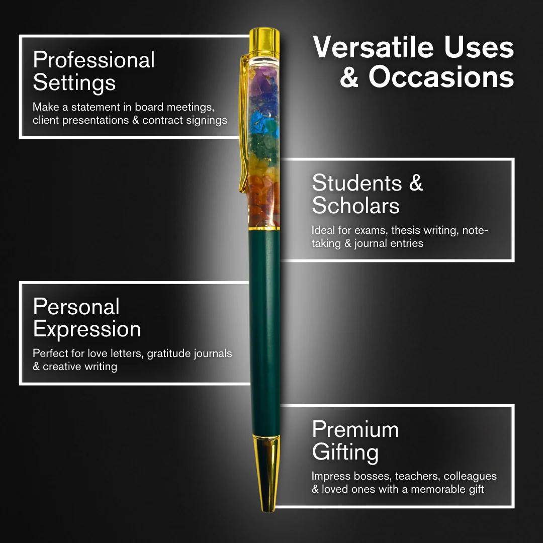 7 Chakra Natural Crystal Ball Pen | Green Edition - Image 7