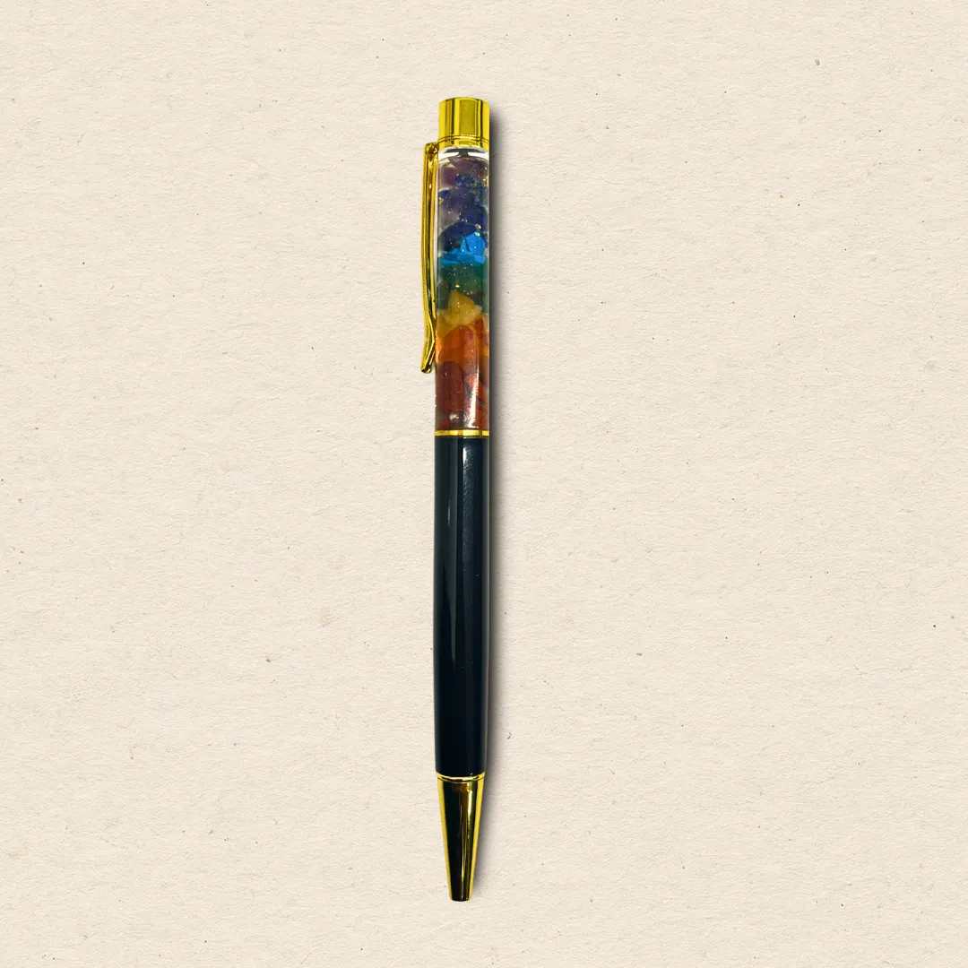 7 Chakra Natural Crystal Ball Pen | Black Edition - Image 3