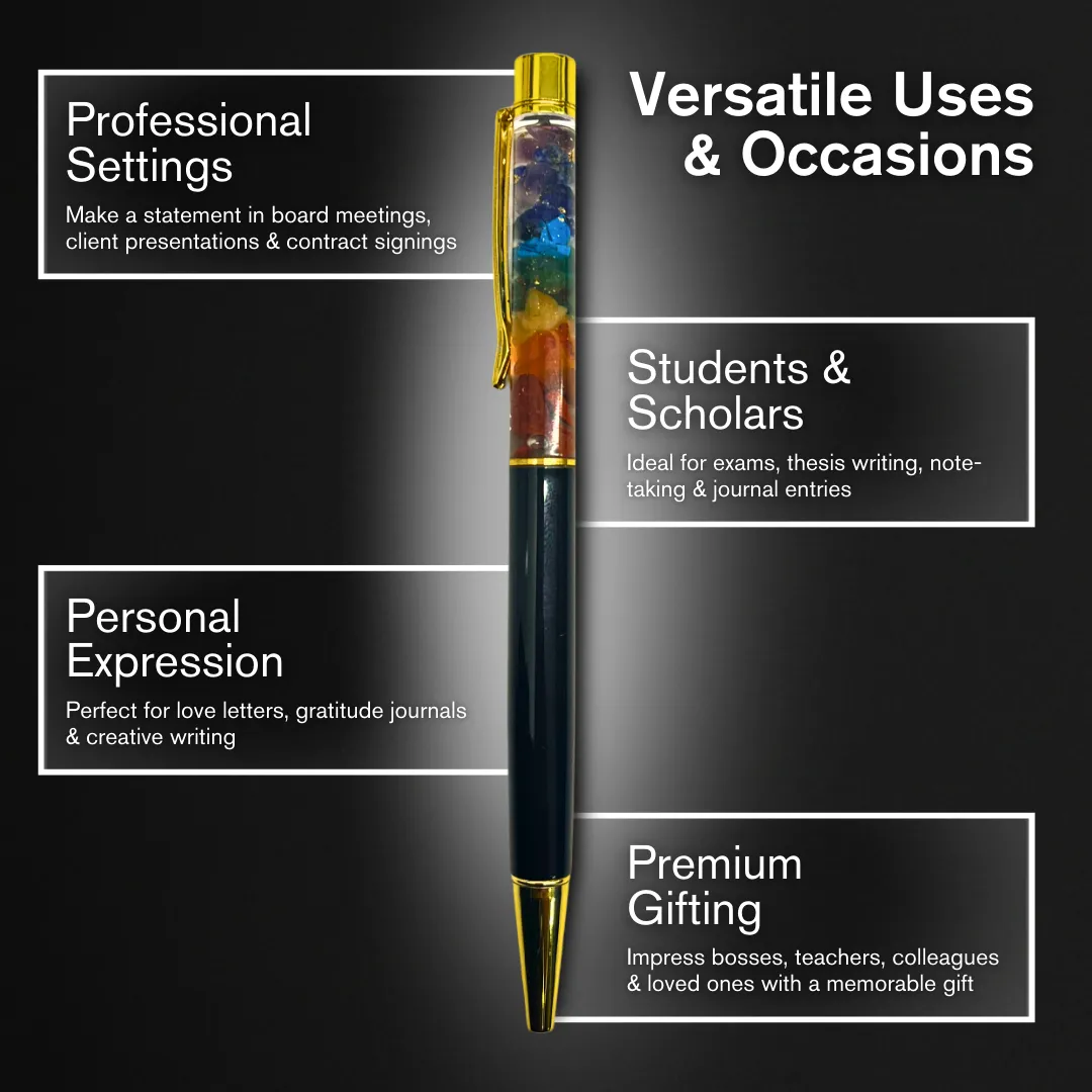 7 Chakra Natural Crystal Ball Pen | Black Edition - Image 5