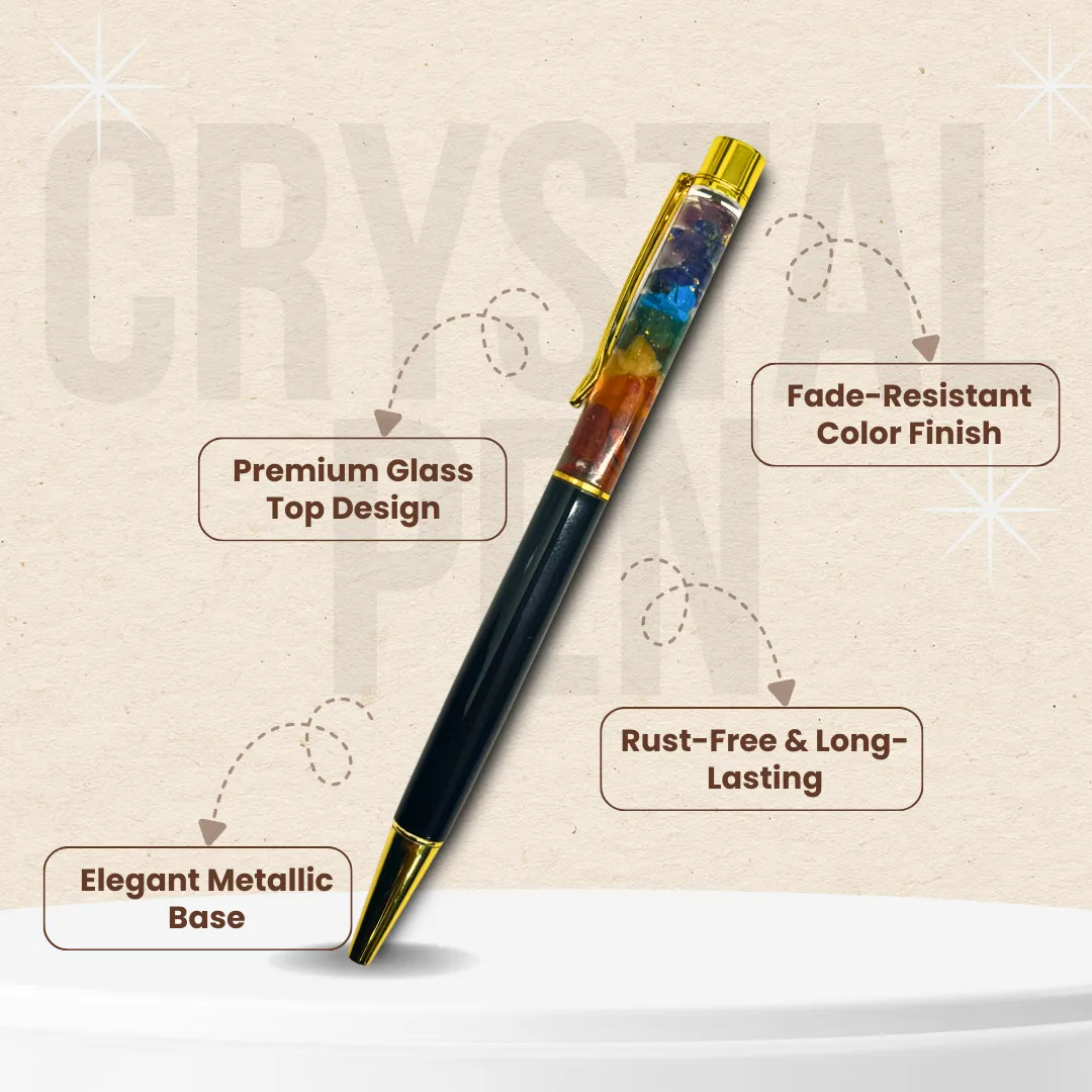 7 Chakra Natural Crystal Ball Pen | Black Edition - Image 6