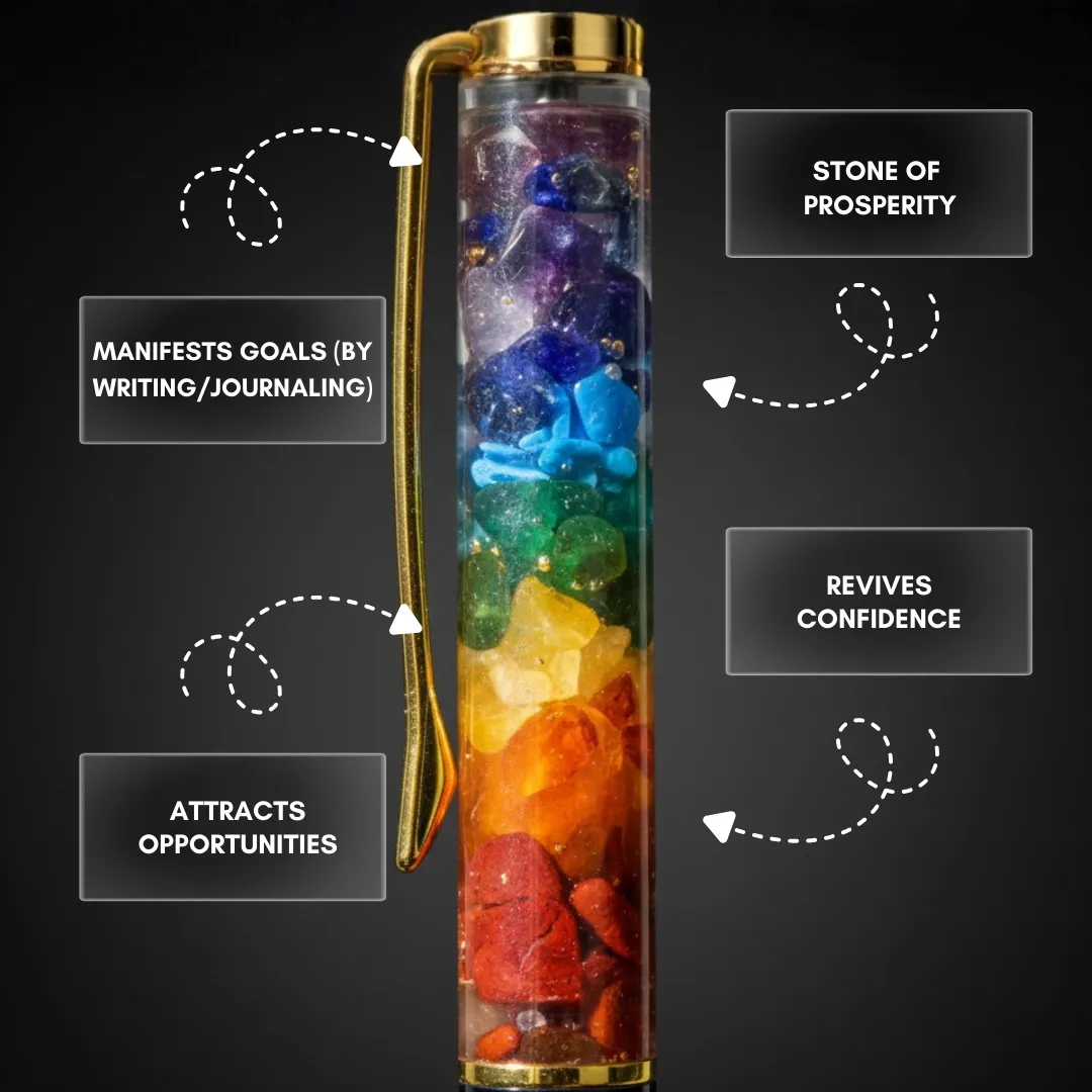 7 Chakra Natural Crystal Ball Pen | Black Edition - Image 7
