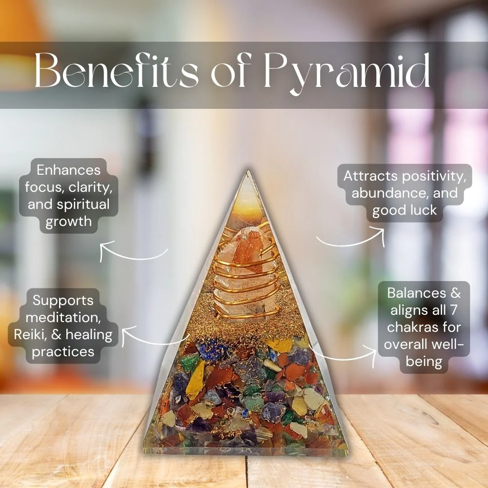7 Chakra Orgone Pyramid | Crystal Energy Pyramid - Image 3
