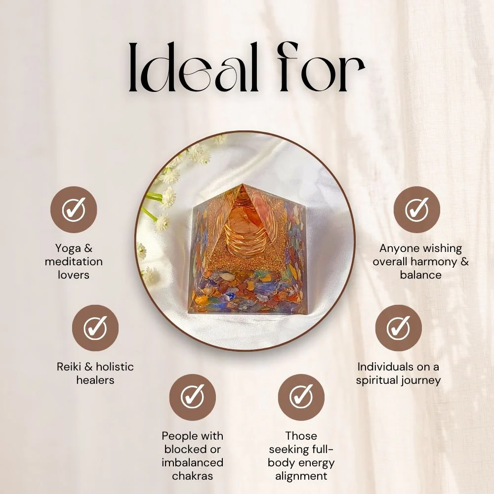 7 Chakra Orgone Pyramid | Crystal Energy Pyramid - Image 4