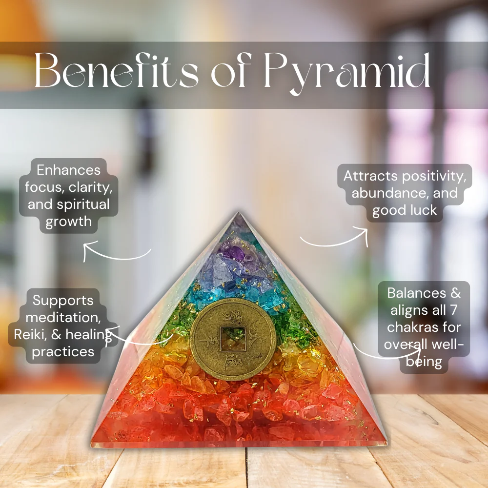7 Chakra Healing Pyramid | Crystal Energy Pyramid - Image 3