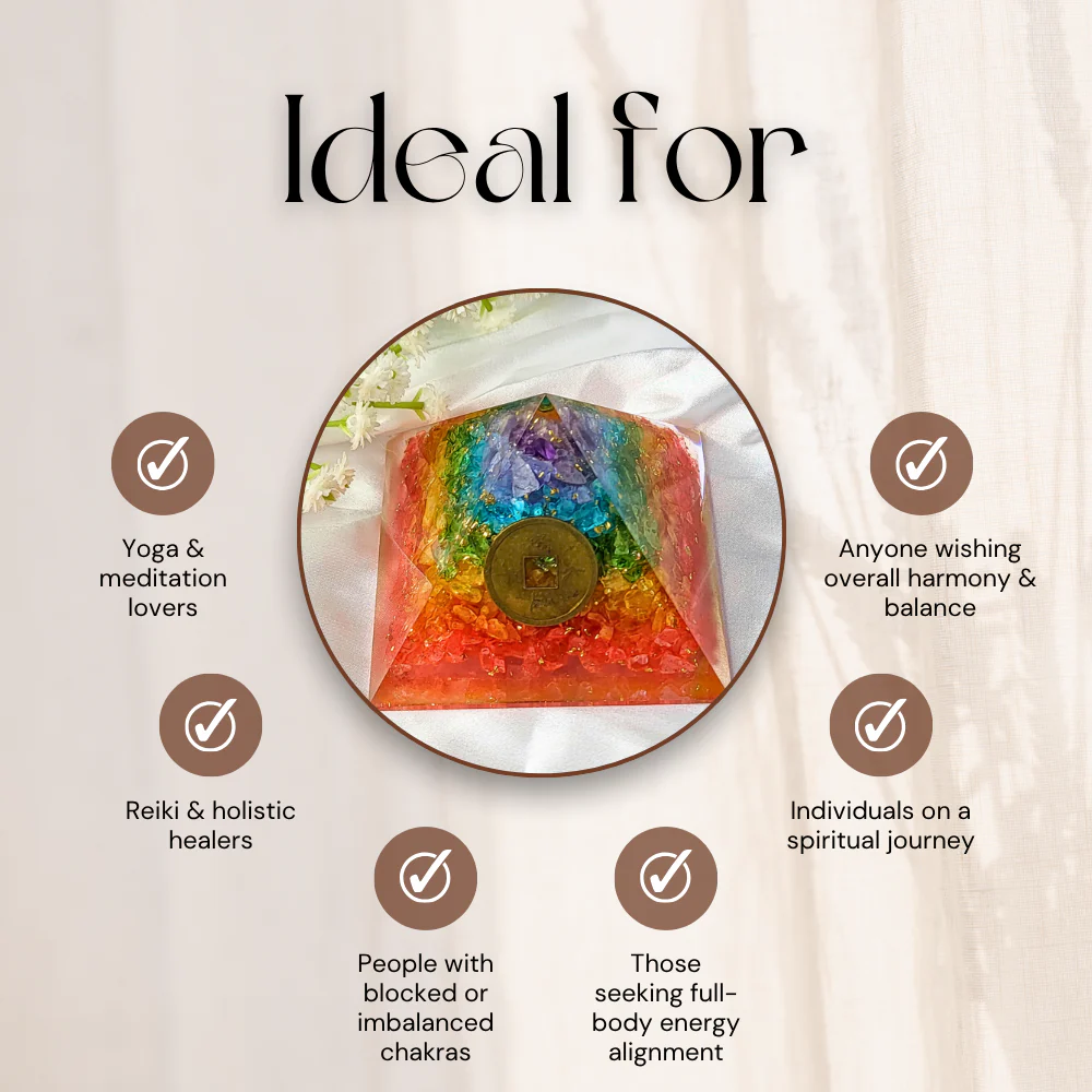 7 Chakra Healing Pyramid | Crystal Energy Pyramid - Image 4