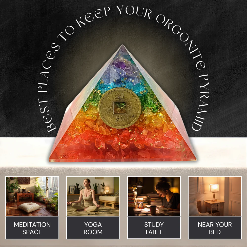 7 Chakra Healing Pyramid | Crystal Energy Pyramid - Image 5
