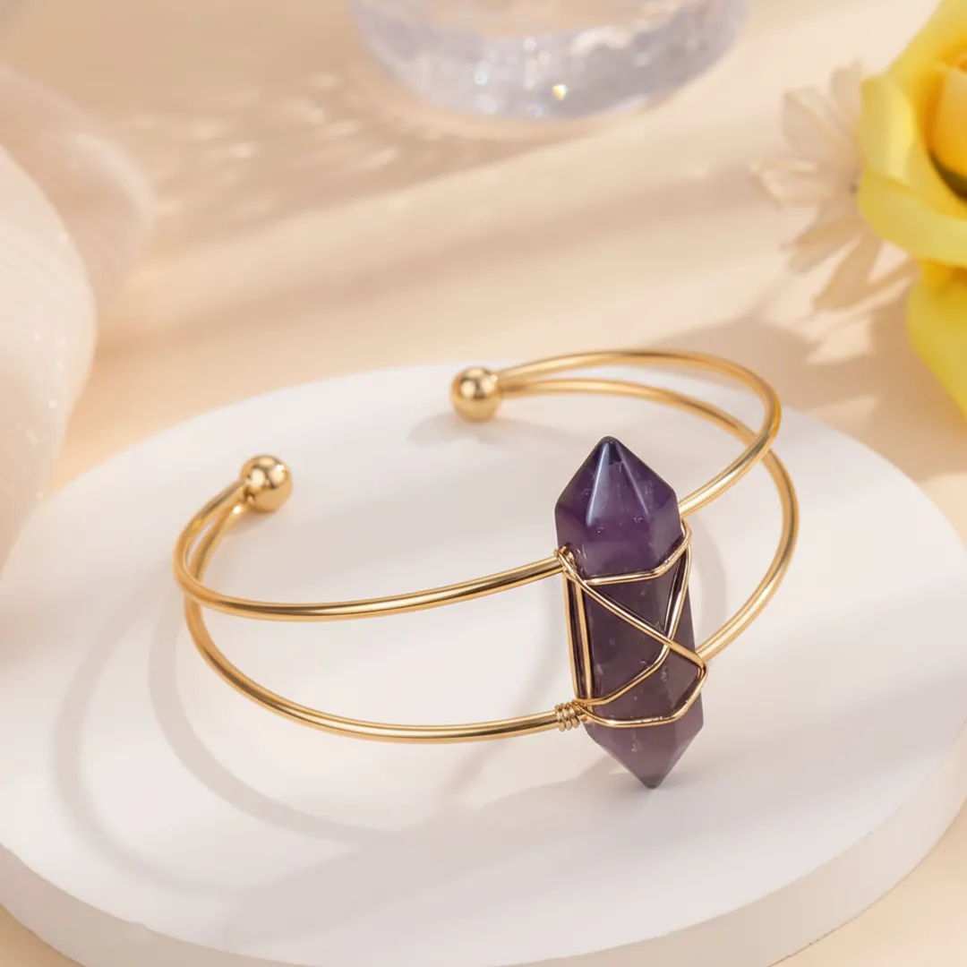 Amethyst Double Pointed Bracelet| Calm, Clarity & Spiritual Balance - Image 3