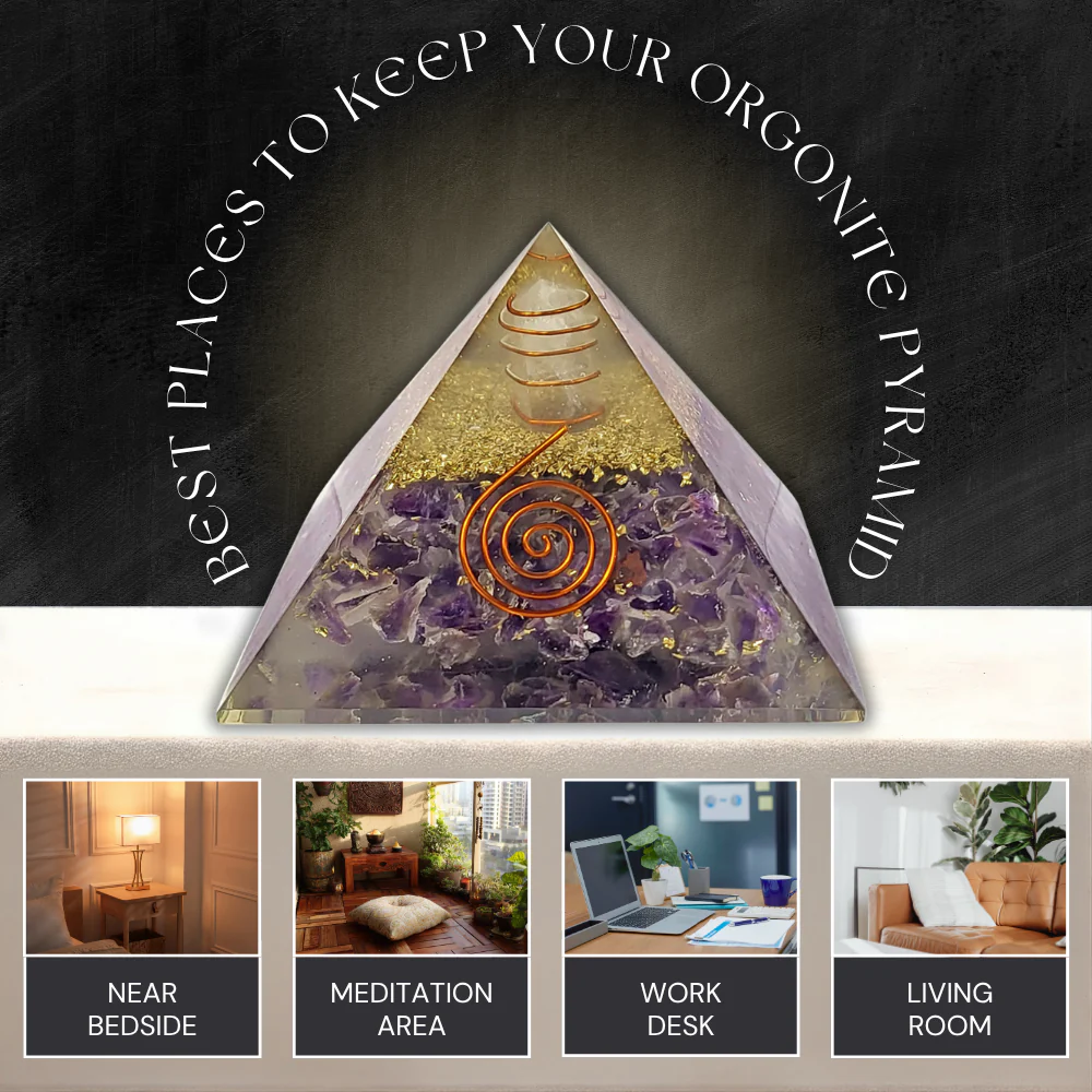 Amethyst Orgonite Pyramid | Spiritual Crystal Energy Pyramid - Image 5