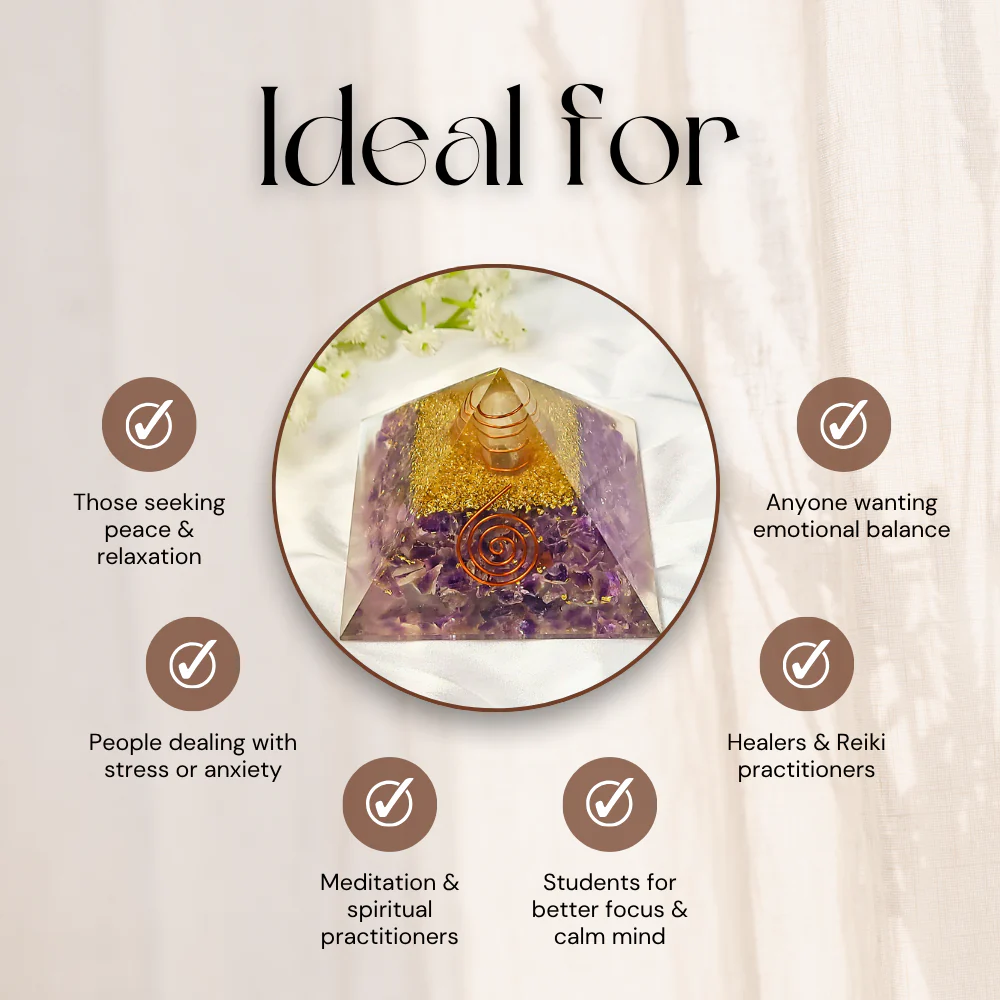 Amethyst Orgonite Pyramid | Spiritual Crystal Energy Pyramid - Image 6