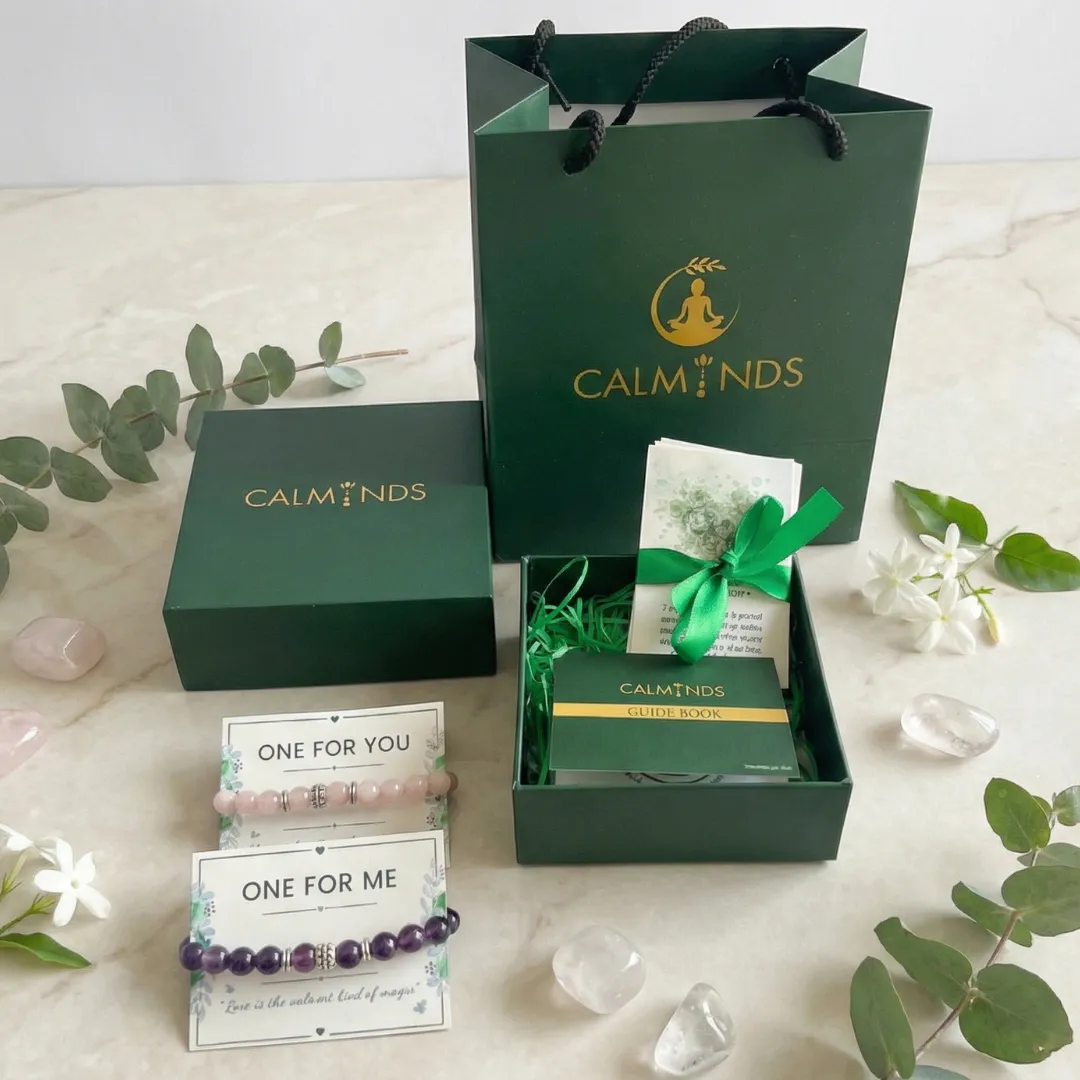 Amethyst & Rose Quartz Couple Bracelets for Love & Harmony