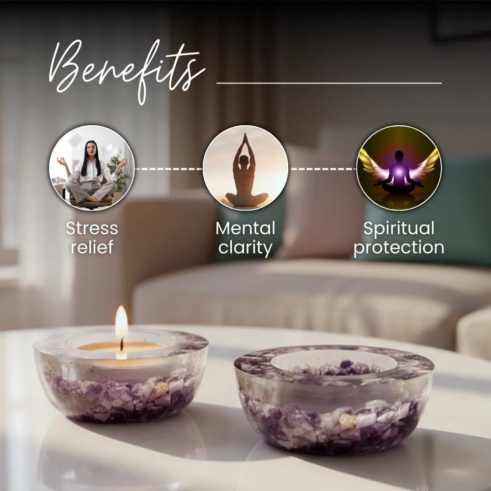 Amethyst Tea Light Candle Holder (Set of 2) - Image 3