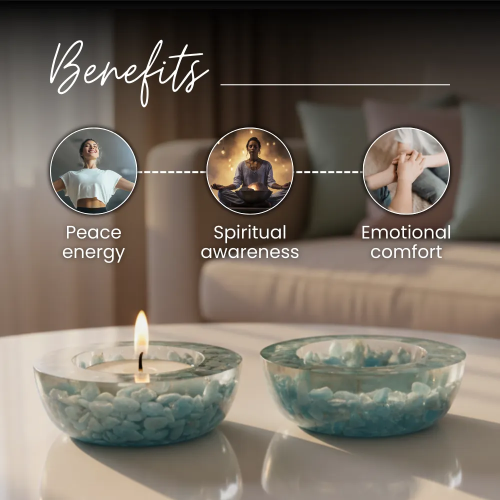 Angelite Tea Light Candle Holder set - Image 3