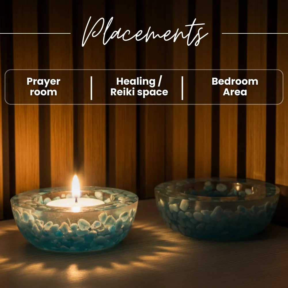 Angelite Tea Light Candle Holder set - Image 4