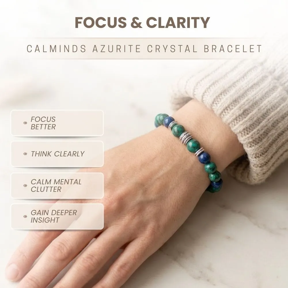 Azurite Crystal Bracelet For Focus & Clarity - (8mm) - Image 3