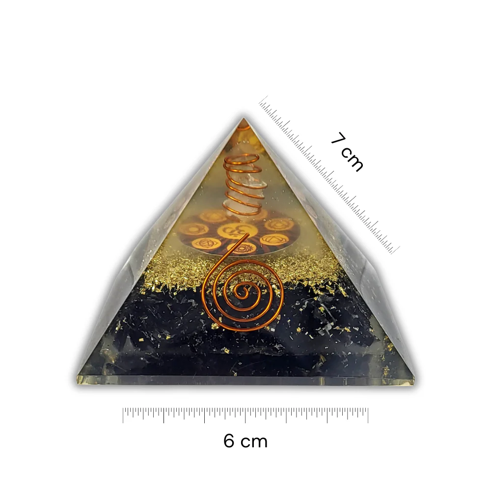 Black Tourmaline Orgonite Pyramid | Protection Crystal Pyramid - Image 3