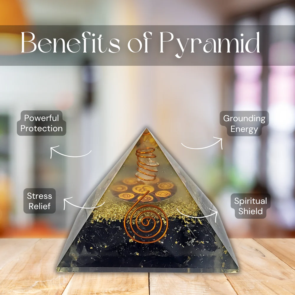 Black Tourmaline Orgonite Pyramid | Protection Crystal Pyramid - Image 4