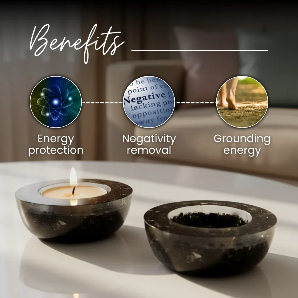 Black Tourmaline Tea Light Candle Holder (Set of 2) - Image 4