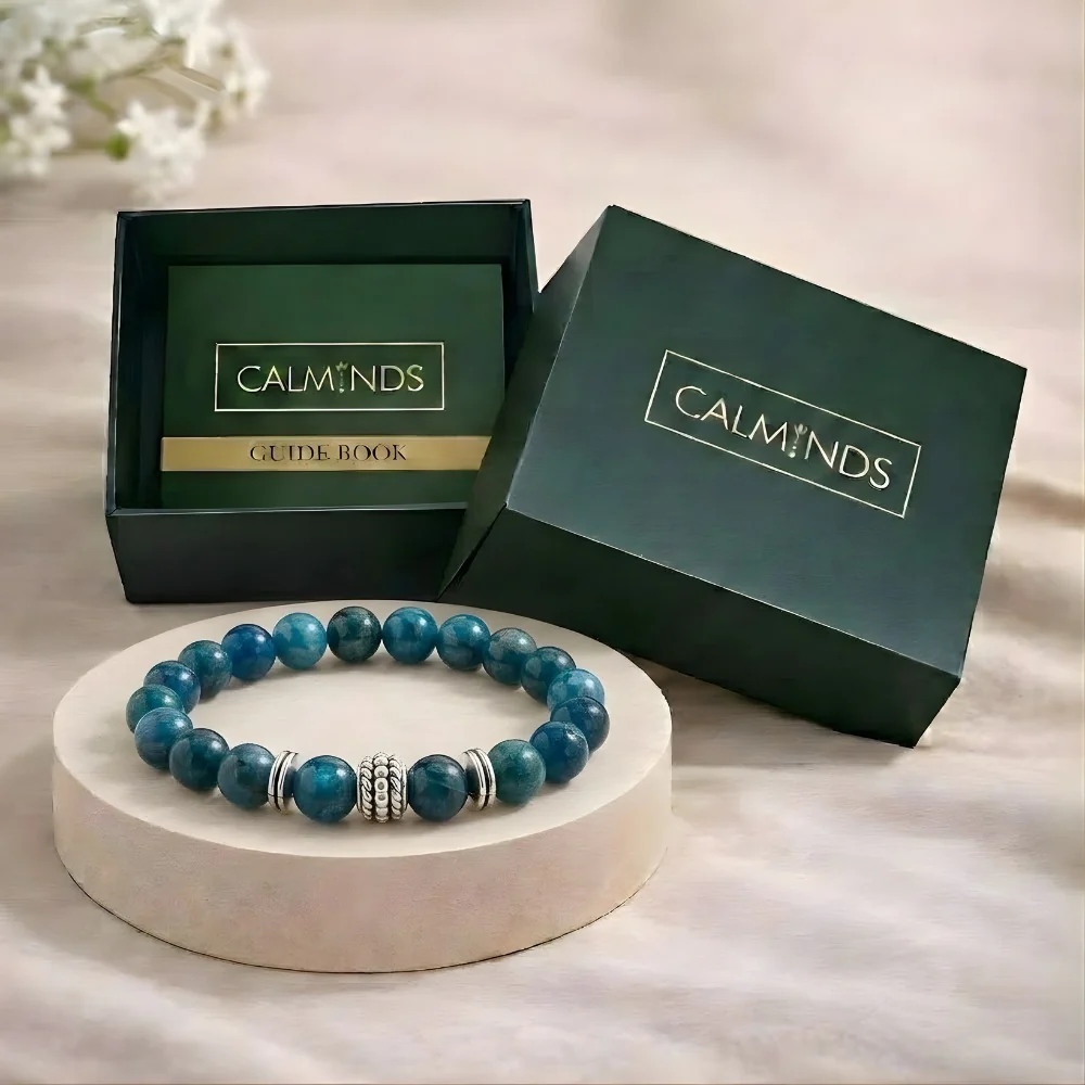 Blue Apatite Crystal Bracelet For Boosting Confidence - (8mm) - Image 2