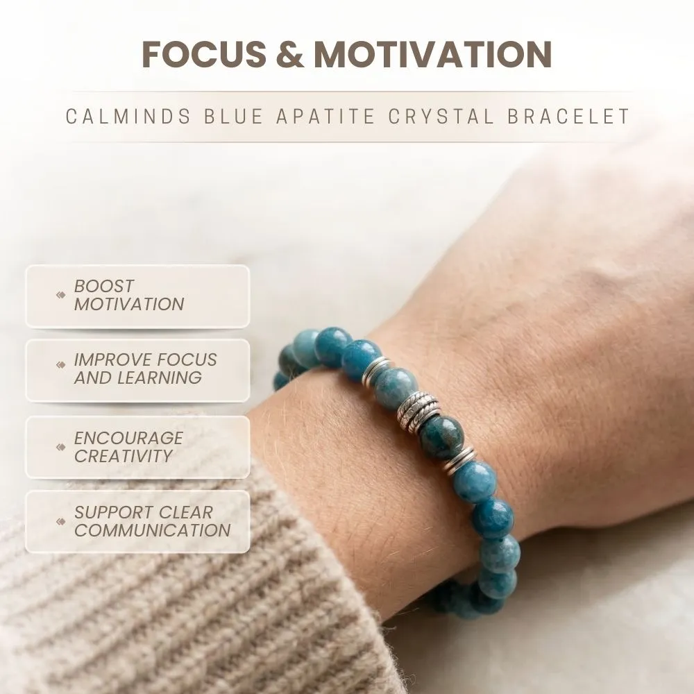 Blue Apatite Crystal Bracelet For Boosting Confidence - (8mm) - Image 3