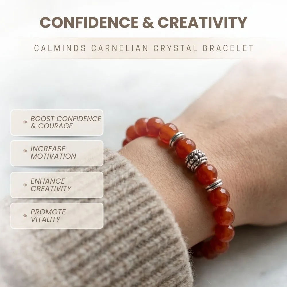 Carnelian Diamond-Cut Crystal Bracelet For Creativity - (8mm) - Image 3