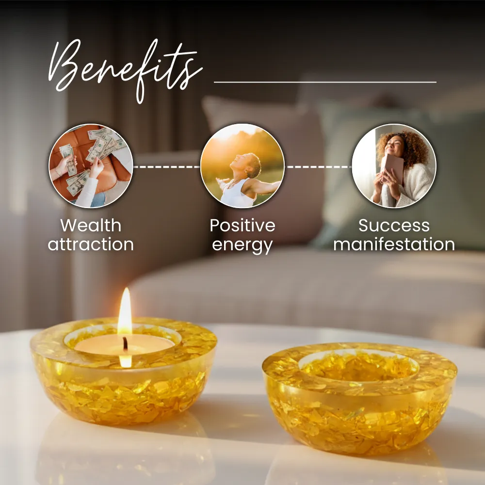 Citrine Tea Light Candle Holder (Set of 2) - Image 3