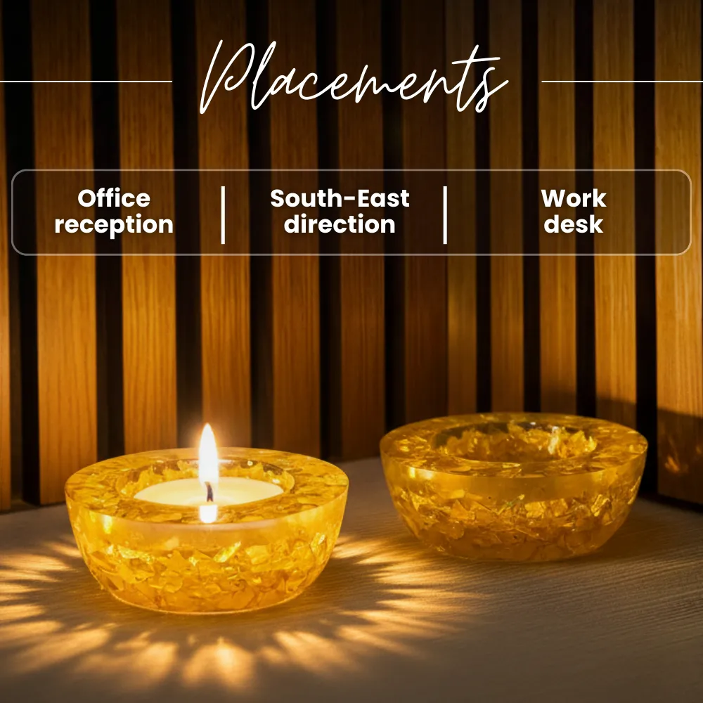 Citrine Tea Light Candle Holder (Set of 2) - Image 4