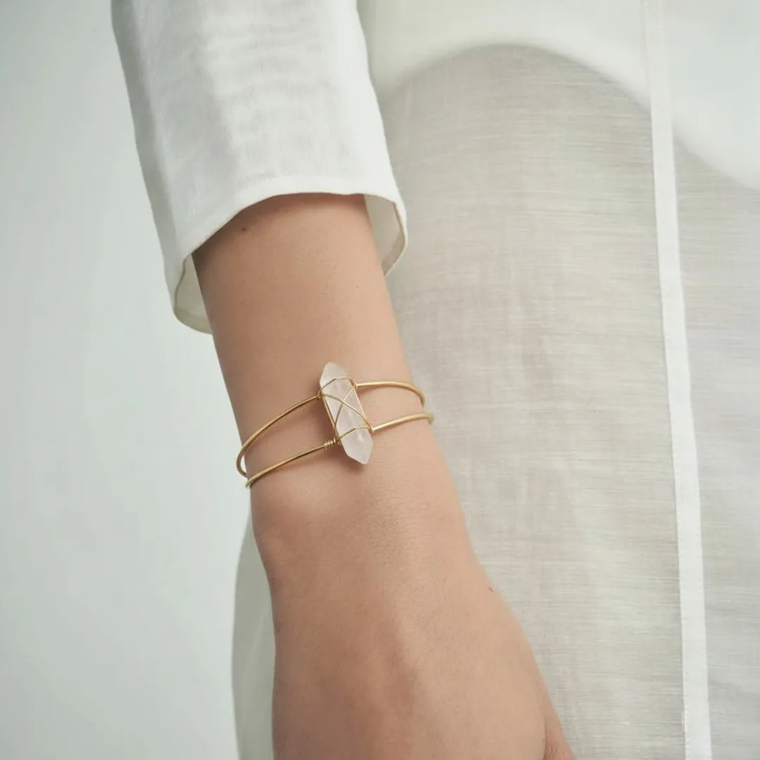 Clear Quartz Double Pointed Bracelet for Clarity & Energy - Image 2