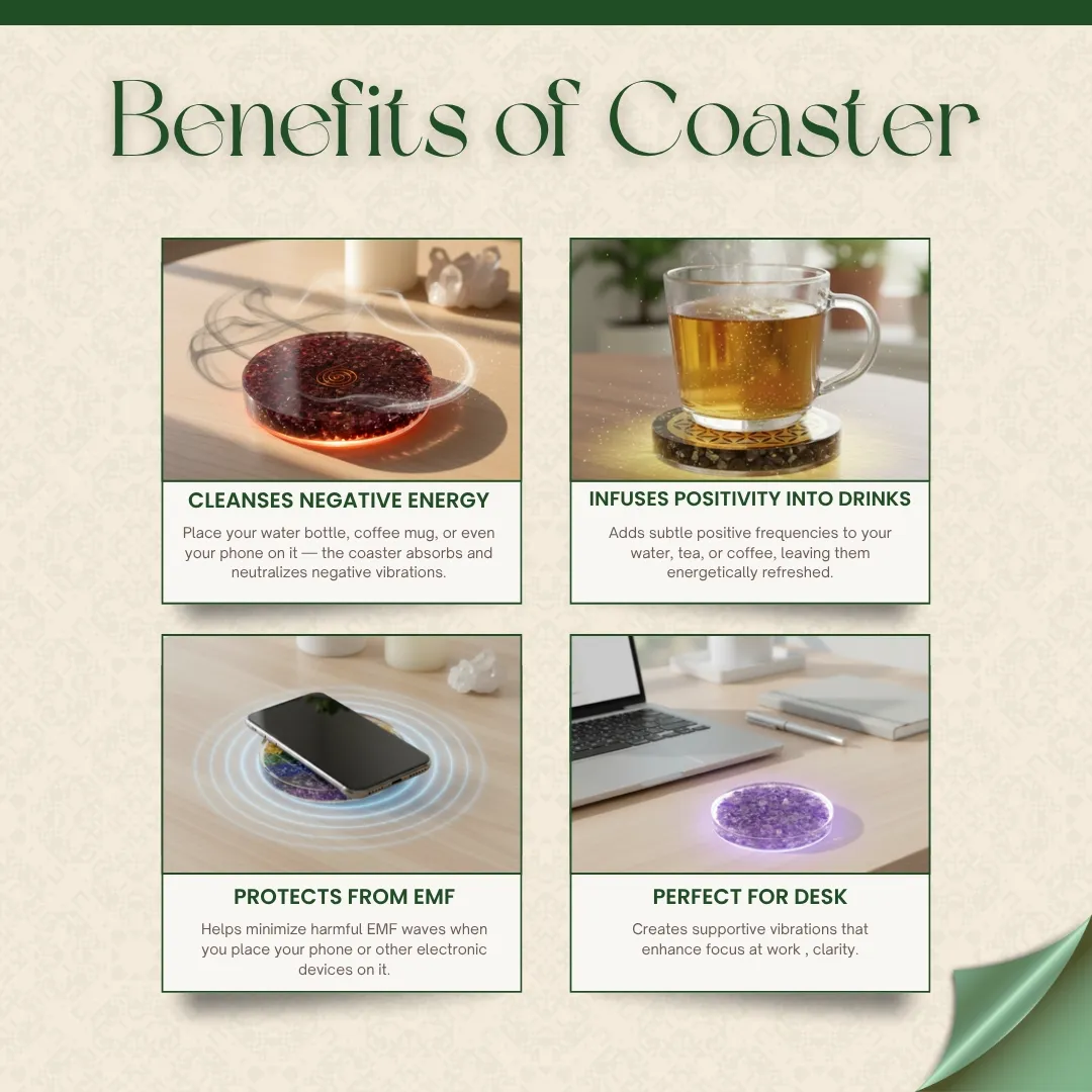 Natural Pyrite Crystal Wealth Coasters (Set of 2) - Image 4