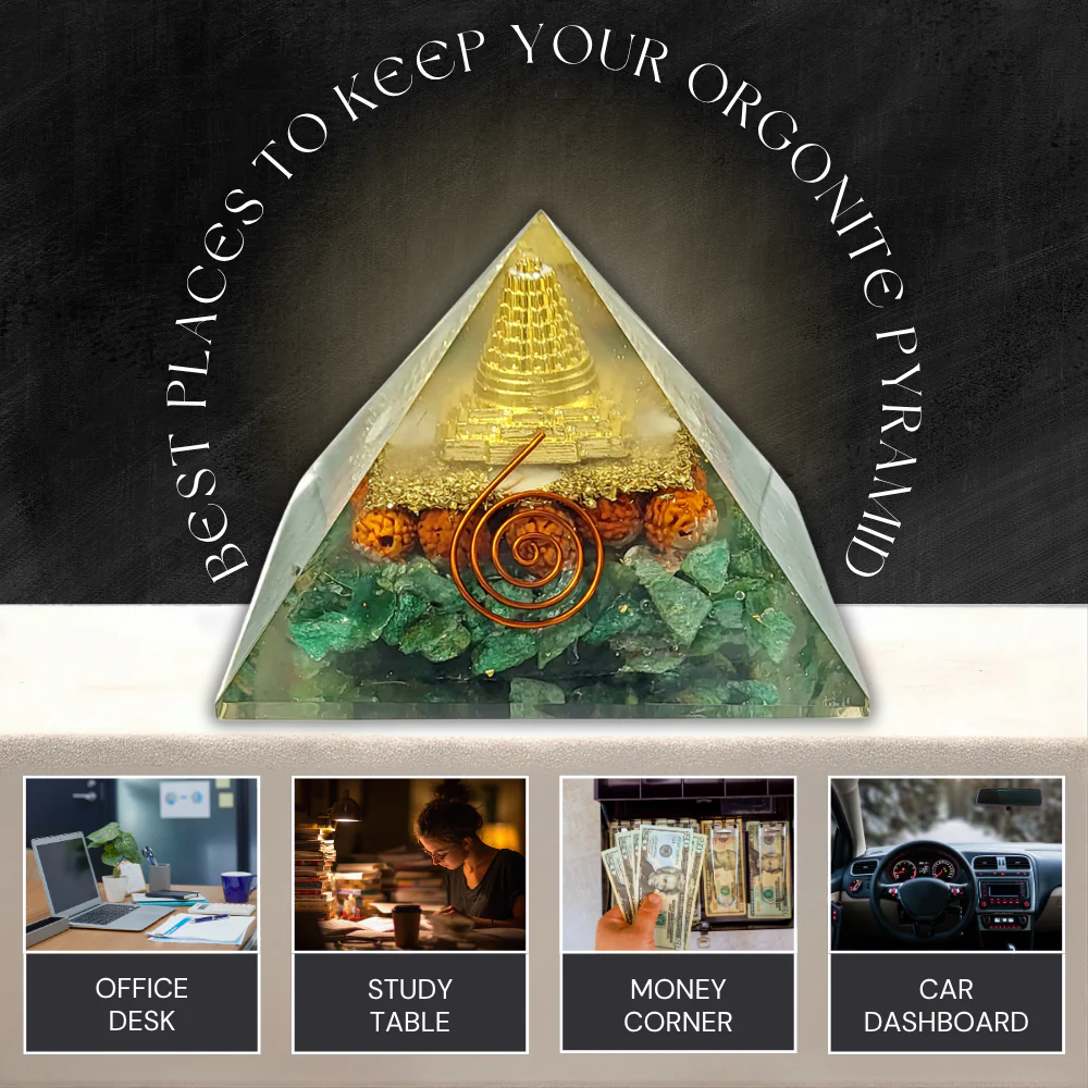 Green Aventurine Orgonite Pyramid | Prosperity Crystal Pyramid - Image 5