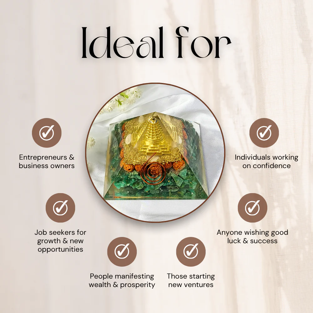 Green Aventurine Orgonite Pyramid | Prosperity Crystal Pyramid - Image 6