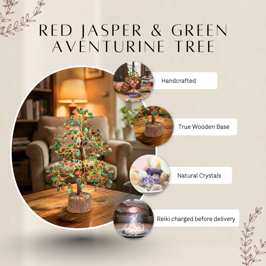 Green Aventurine Red Jasper Crystal Tree - Image 5