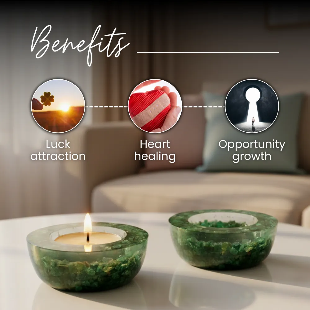Green Aventurine Tea Light Candle Holder (Set of 2) - Image 3