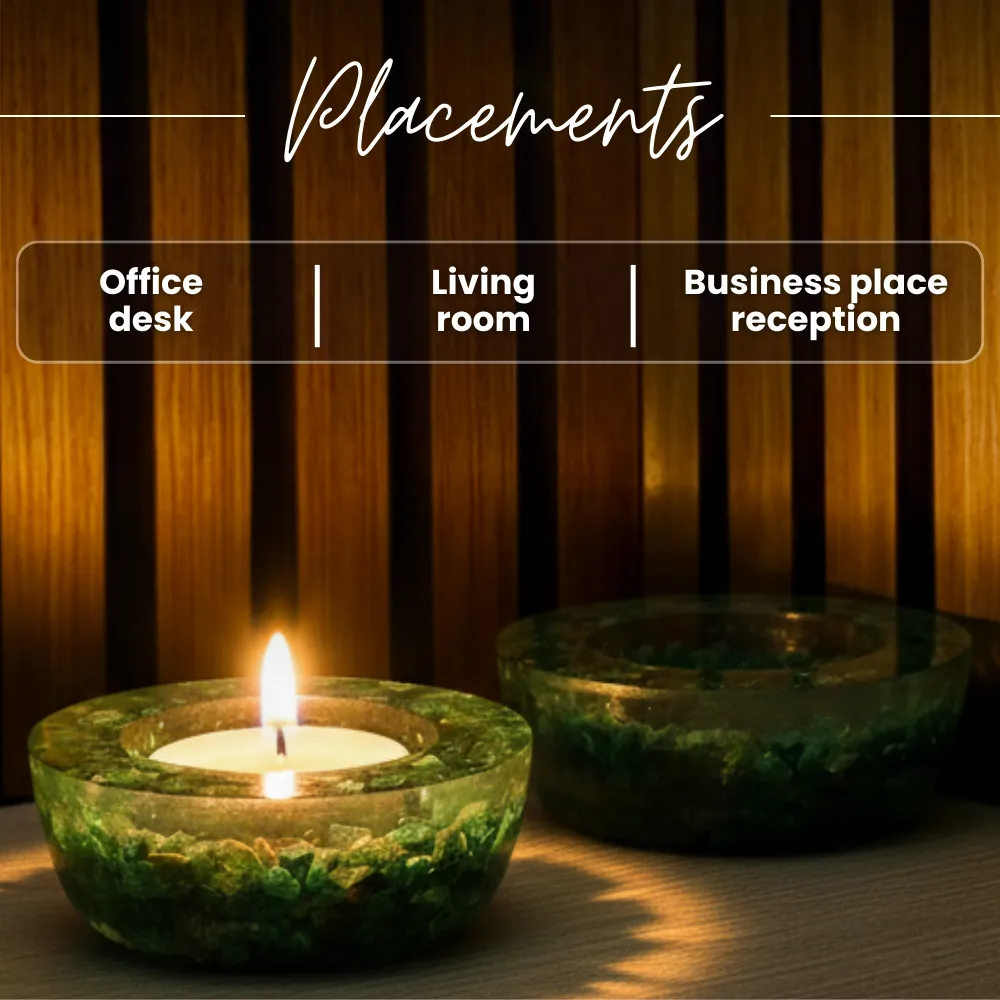 Green Aventurine Tea Light Candle Holder (Set of 2) - Image 4