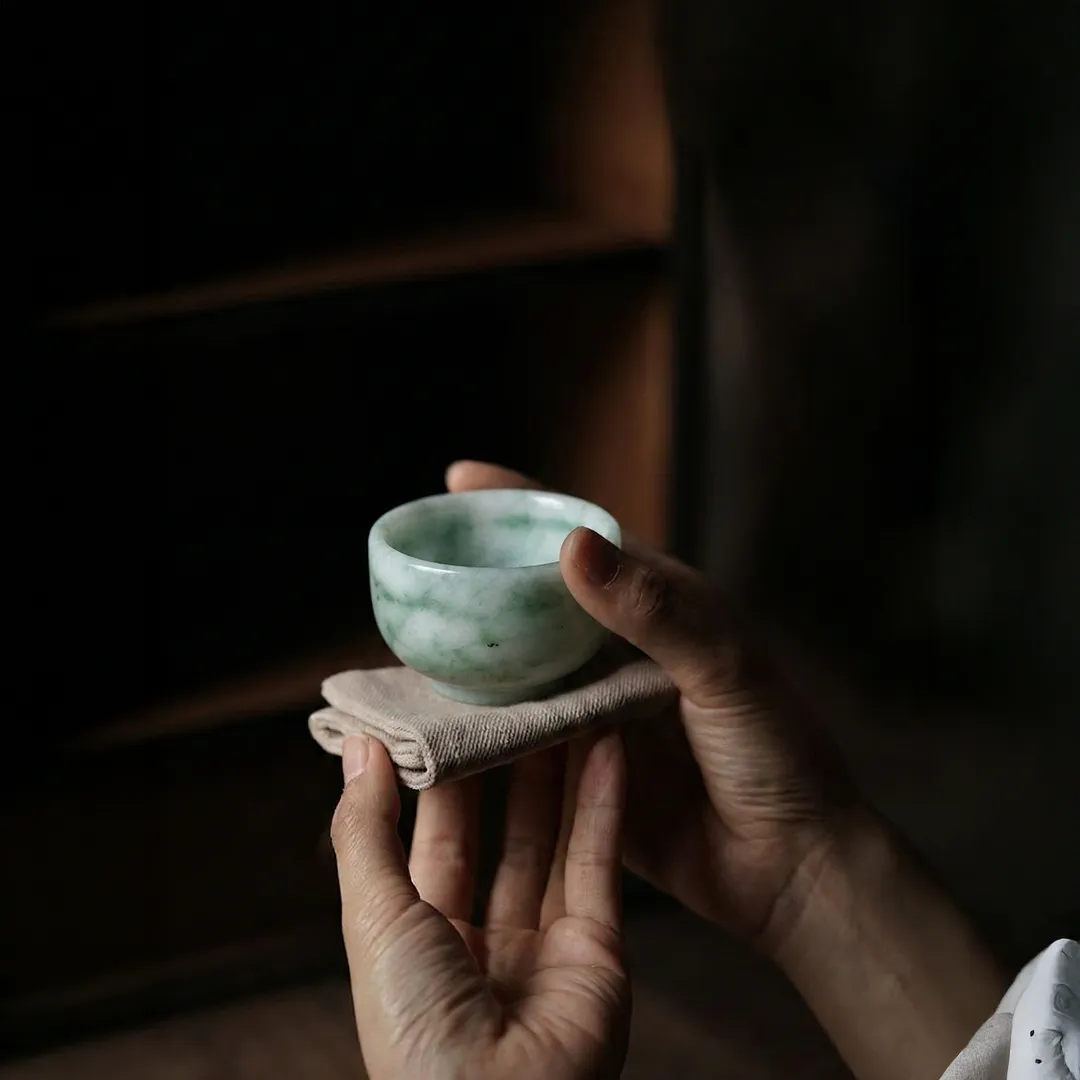 Green Jade Crystal Tea Cup Set (6 Pieces) - Image 2