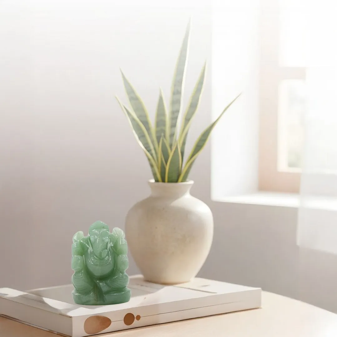 Natural Green Jade Ganesha Idol - Image 4