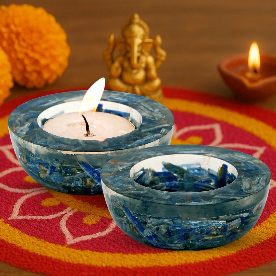 Kyanite Tea Light Candle Holder set - Image 2