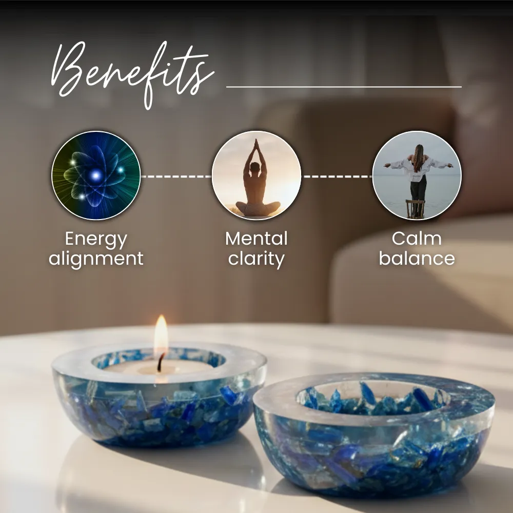 Kyanite Tea Light Candle Holder set - Image 3