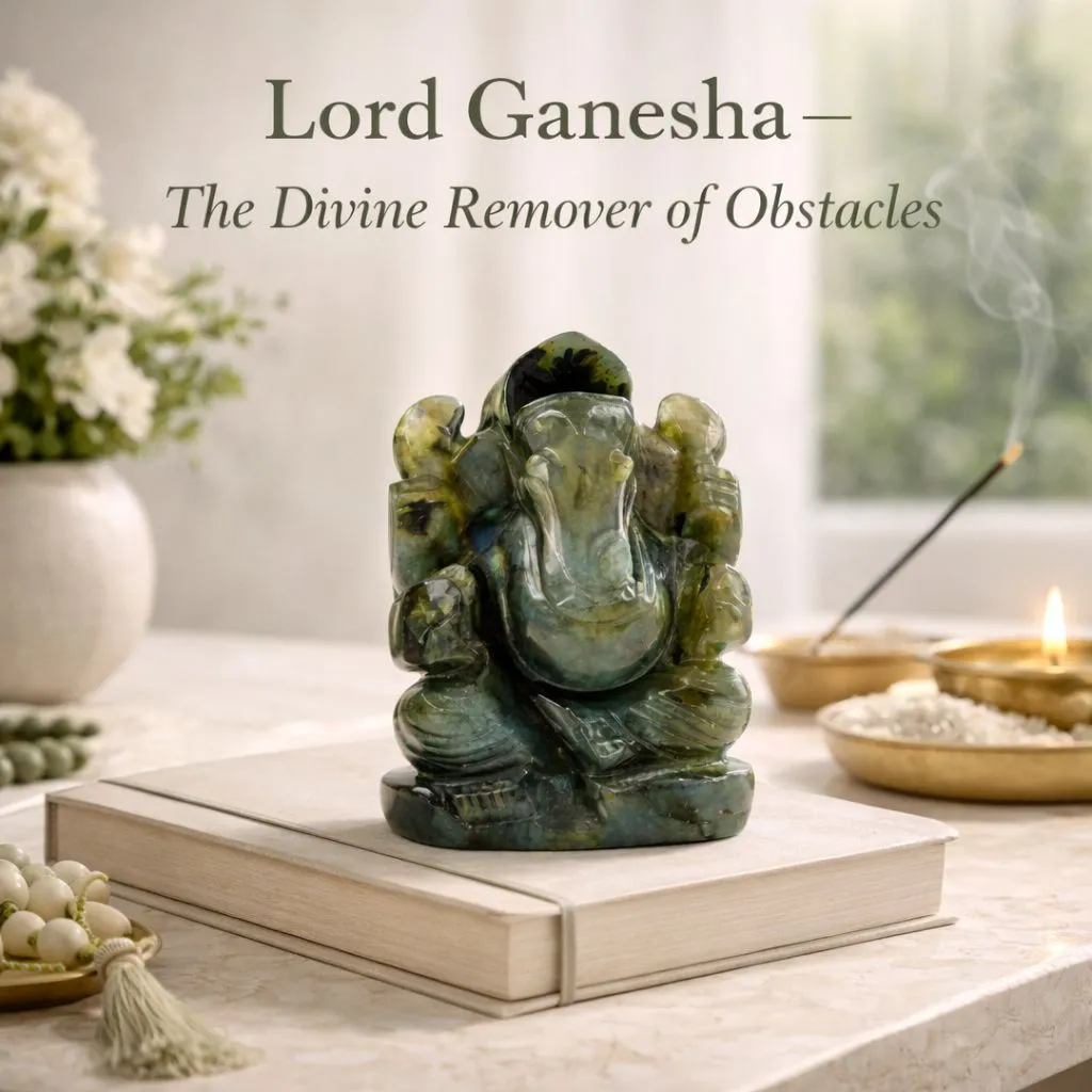 Natural Labradorite Ganesha Idol | Protection, Wisdom & Transformation - Image 2