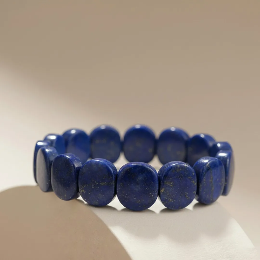 Natural Lapis Lazuli Flat Bead Bracelet | Wisdom Stone - Image 3