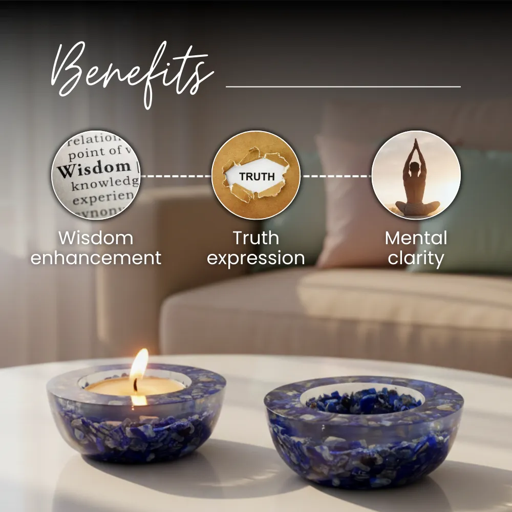 Lapis Lazuli Tea Light Candle Holder (Set of 2) - Image 3