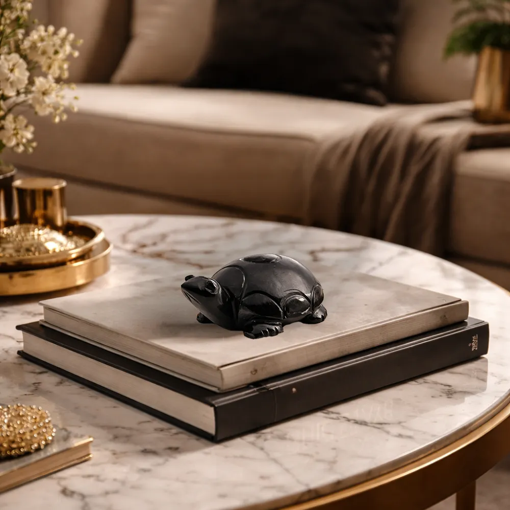 Luxury Black Onyx Turtle Sculpture | Protection Décor