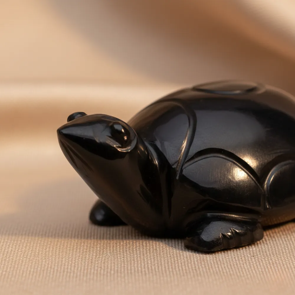 Luxury Black Onyx Turtle Sculpture | Protection Décor - Image 2