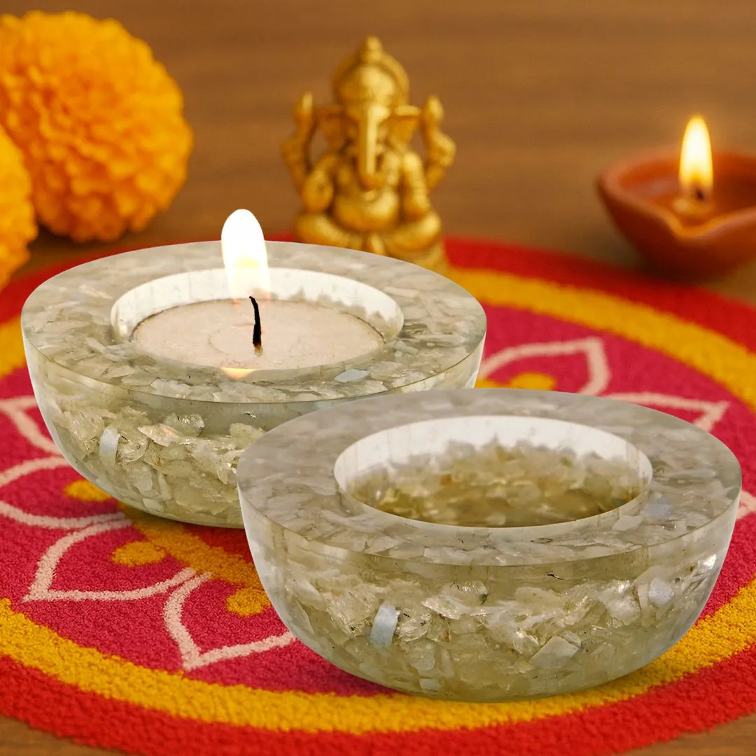 Moonstone Tea Light Candle Holder set - Image 2
