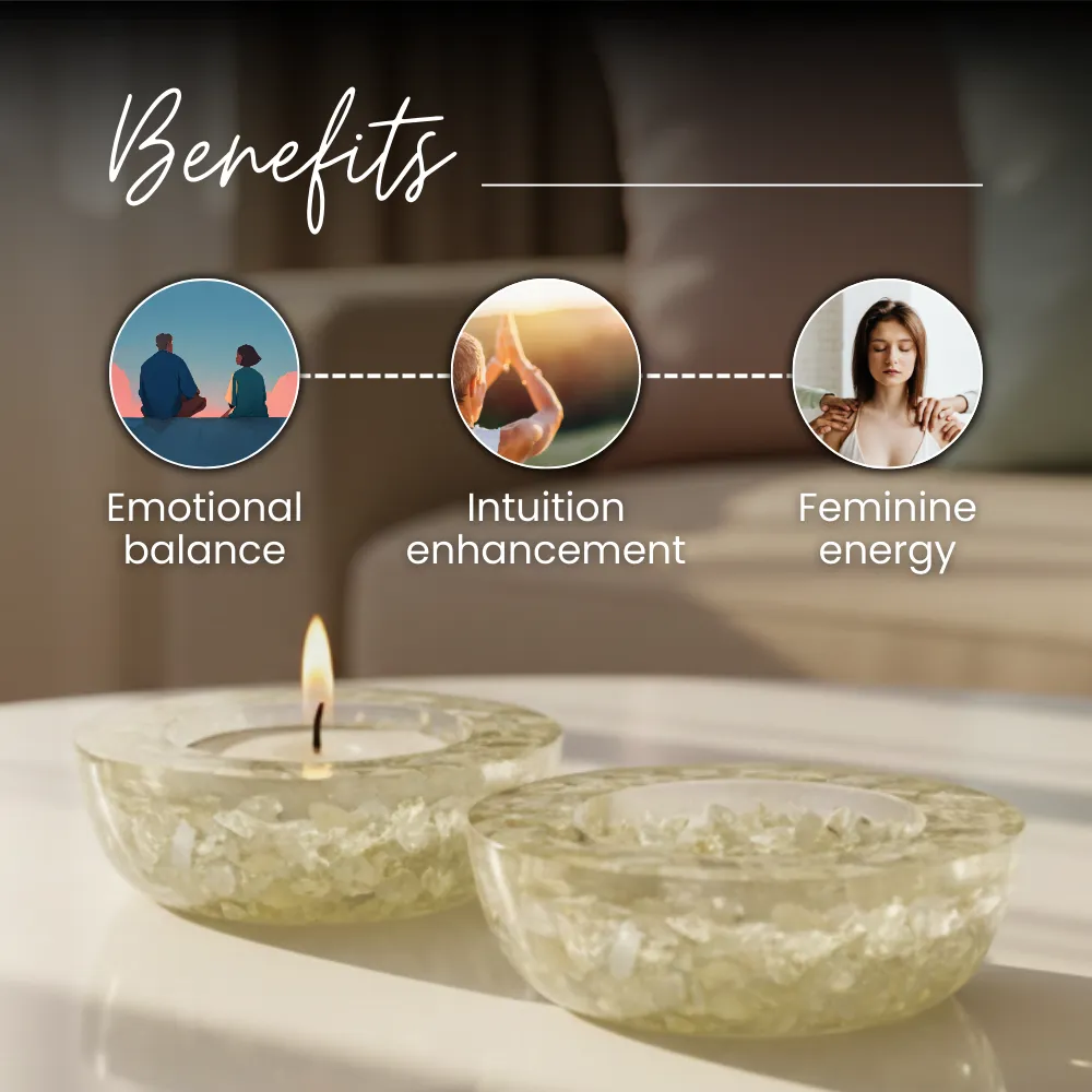 Moonstone Tea Light Candle Holder set - Image 3