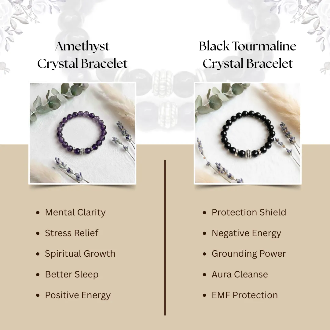 Amethyst & Black Tourmaline Bracelet Pair - Image 4