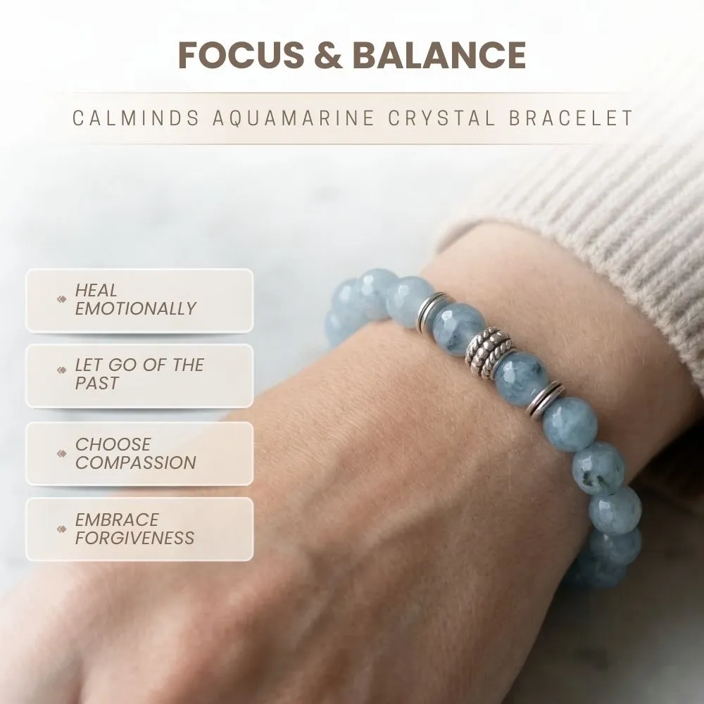 Natural Aquamarine Bracelet For Mental Clarity & Calmness - (8mm) - Image 3