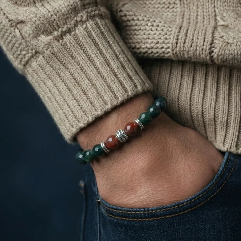 Natural Bloodstone Bracelet For Detoxification - (8mm) - Image 4
