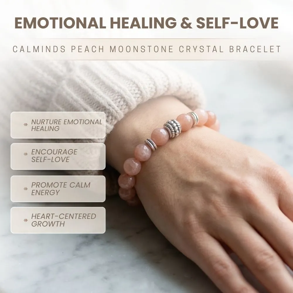 Peach Moonstone Crystal Bracelet | Stone Of New Beginning - (8mm) - Image 3